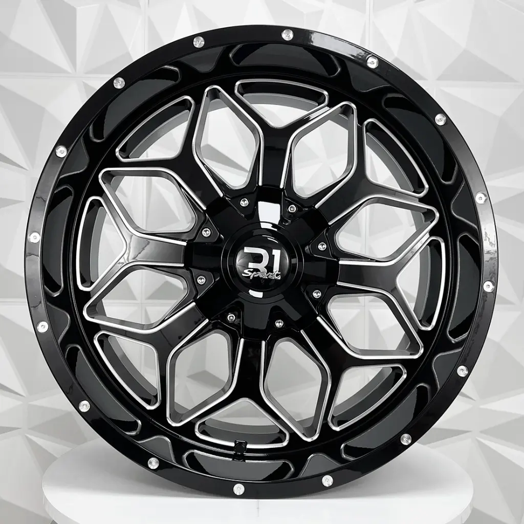RIN 22X10 8-165.1 R1 SPORT 890 GLOSS BLACK MILLED ET-25 CB25.2