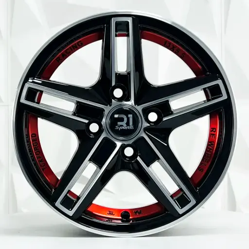 [137528] RIN 13X5.5 4-100 R1 SPORT JA150 BLACK MACHINE FACE RED UNDERCUT* ET25 CB73.1