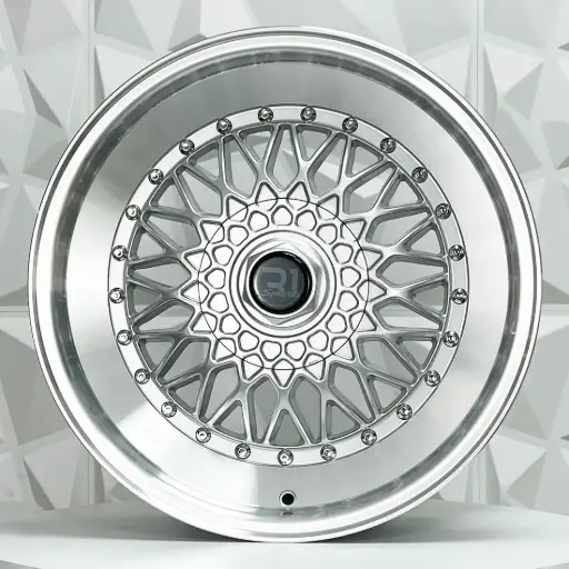 [177528R] RIN 17X8.5 4-100/114.3 R1 SPORT 357 SILVER MACHINE LIP CHROME RIVETS ET35 CB73.1