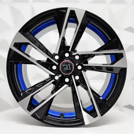 [157623R] RIN 15X8.5 4-100/114.3 R1 SPORT JCW39 BLACK MACHINE FACE BLUE LINE ET05 CB73.1